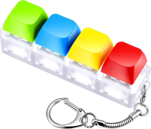 Miniatura 9 de Taiyin 3 unidades de juguete de teclado con clic, llavero de juguete para aliviar el estrés, juguetes de descompresión, botón para aliviar
