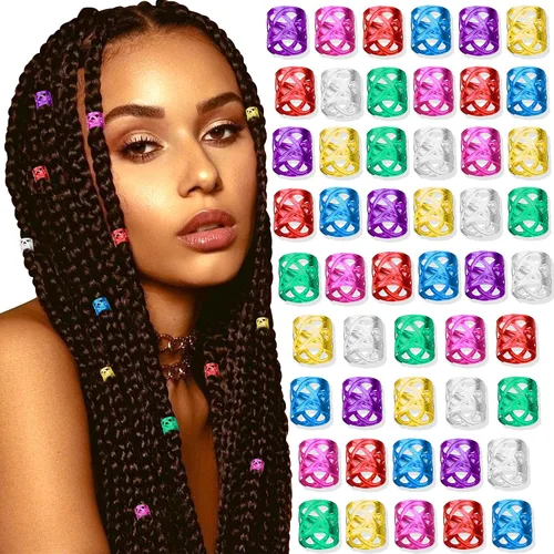 Miniatura 8 de NAISKA 50 piezas de joyería para rastas, anillos trenzados para el cabello, clips de temor, cerraduras de metal, joyería para trenzar el cabello
