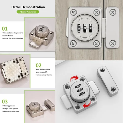 Miniatura 4 de Cerradura mecánica de la contraseña Cerradura de puerta giratoria sólida/cerradura de puerta del animal doméstico, muebles del gabinete, ventanas