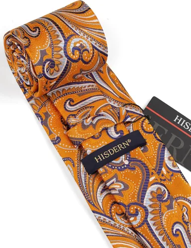 Miniatura 126 de HISDERN Corbatas para hombre, corbata de cachemira y bolsillo cuadrado tejido clásico floral para hombre, corbata de fiesta de boda