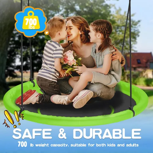 Miniatura 2 de Columpio de árbol de platillo de 48 pulgadas para niños y adultos, columpio volador más grande para toda la familia, capacidad de peso de 317 kg