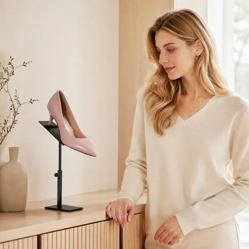 Miniatura 7 de EXCEART Soporte de exhibición de tacones altos Organizador de zapatos ajustable de acero inoxidable Organizador de estante para almacenamiento
