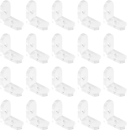 INCREWAY Soportes en L, 20 piezas de soporte de esquina de acrílico transparente de 90 grados, soporte de esquina de ángulo recto para muebles de