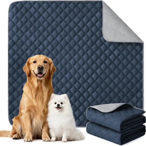 Miniatura 13 de Eterish Almohadillas reutilizables lavables para orina de perros, grandes/extra grandes 36' x 41', paquete de 2, almohadillas absorbentes para Gris