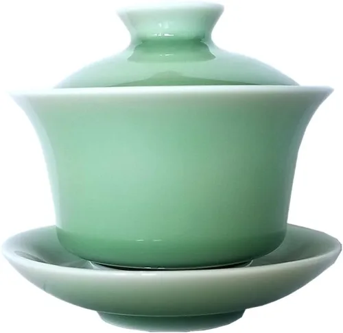 Miniatura 11 de Gaiwan Kung Fu - Juego de tazas de té y platillo de porcelana con tapa, 5 onzas (azul cielo)