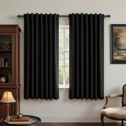 Miniatura 71 de KOUFALL - Cortinas de medio estilo francés de lino para ventana, juego de 2 cortinas cortas de 40 pulgadas de longitud, para privacidad, cortinas