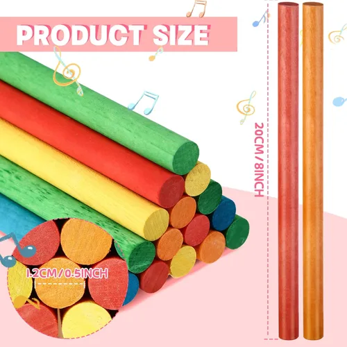 Miniatura 2 de Yookeer 30 unidades de palos de ritmo para niños, 5 colores de madera, palos lummi de madera, juguetes de percusión para niños pequeños, regalo