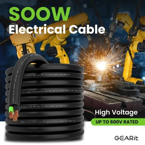 Miniatura 2 de GEARit Cable de alimentación portátil 6/3 6 AWG (100 pies - 3 conductores) SOOW 600V Cable eléctrico de calibre 6 para derivaciones de motor, luces