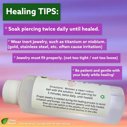 Miniatura 4 de Urban ReLeaf - Solución suave para piercings con aceite de lavanda Pezones, sensibles y delicados, sal marina 100% natural, limpia y calma después