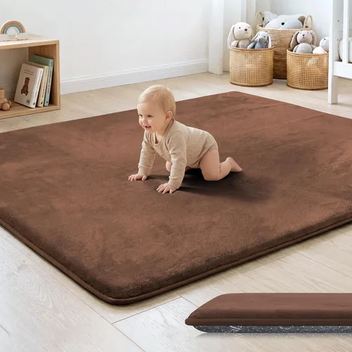 Miniatura 13 de Tapete de cama de bebé de 1.3 pulgadas de grosor para dormitorio, tapete básico de espuma acolchada suave de felpa de 28 x 72 pulgadas con acolchado