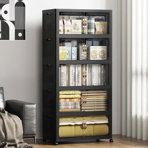 Miniatura 23 de SAILUN 321QT/80Gal Contenedores de almacenamiento apilables con tapa, contenedores de almacenamiento plegables con puertas, armario plegable