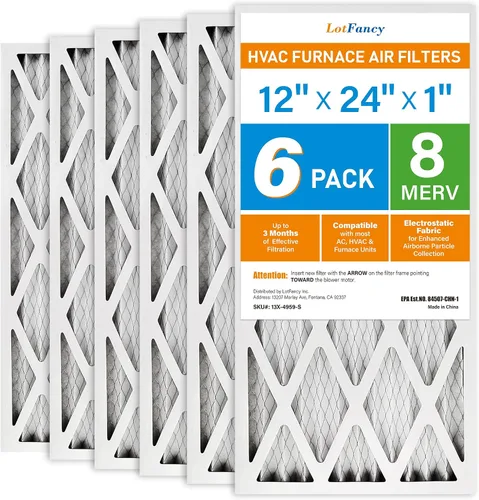Miniatura 12 de LotFancy Filtro de aire MERV 8 de 12 x 24 x 1, paquete de 4 unidades, tamaño real: 11.75 x 23.75 x 0.75 pulgadas, reemplazo plisado para horno
