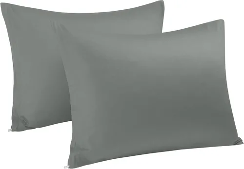 Miniatura 10 de uxcell Fundas de almohada tejidas de 100% algodón egipcio, fundas de almohada suaves y transpirables con cierre de cremallera, 2 fundas de almohada