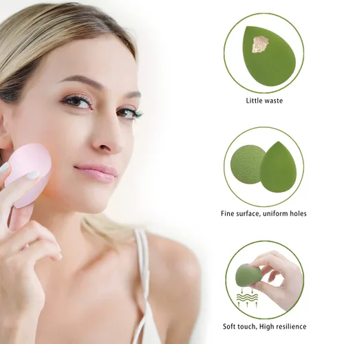 Miniatura 5 de Set de esponjas de maquillaje - Esponjas de belleza para mezclar con 1 soporte y estuche en forma de huevo, impecables para crema, polvo y líquido