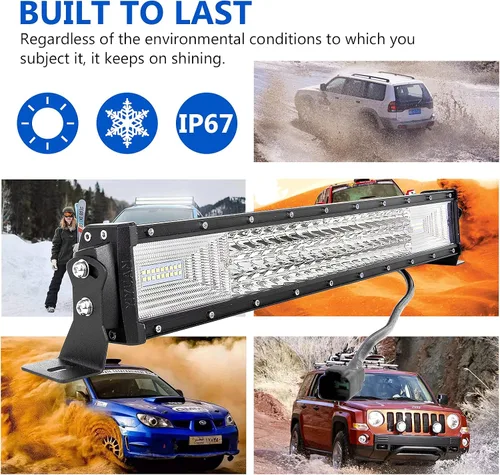 Miniatura 9 de SKYWORLD 22 pulgadas 270 W triple fila 7D LED barra de luz de trabajo Spot Flood Combo Beam DC 12V-24V 6000K impermeable vehículos todoterreno 4x4