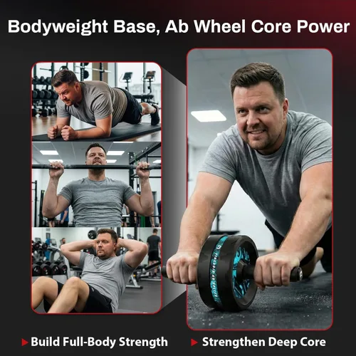 Miniatura 4 de VINSGUIR Ab Roller Wheel, Abs & Core Workout Equipment for Home Gym with Knee Pad Accessories, Abdominal Wheel for Full-body Strength Training Lago
