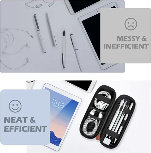 Miniatura 6 de AGPTEK Estuche Soporte para Apple Pencil, Funda Delgada de Cuero PU Portátil Bolsa Cubierta Compatible con Accesorios Apple Pen, Cable USB, Negro