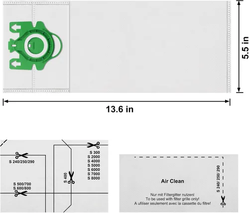 Miniatura 2 de Paquete de 12 bolsas de vacío tipo U compatibles con Miele S7000-S7999 vertical y dinámico Serie U1 AirClean 3D Aspiradora de eficiencia 3D, incluye