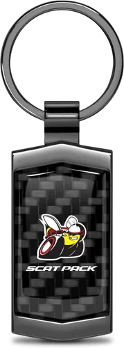 iPick Image for Dodge Scat-Pack Full Color Real 3K Carbon Fiber Metal Case Key Chain