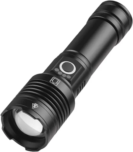 Linterna LED de alto lúmenes, linternas tácticas con zoom y 5 modos de luz de larga distancia, impermeable, antorcha de caza al aire libre (XHP50)