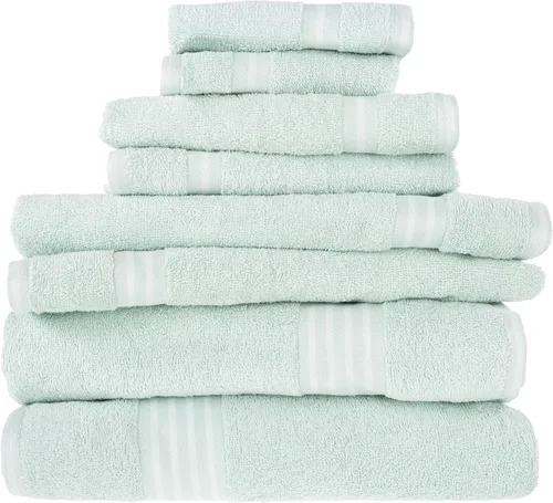 Miniatura 9 de Bedford Home - Juego de toallas de 8 piezas, accesorios de baño de algodón con 2 toallas de baño, 2 paños de mano, 2 toallas y 2 paños