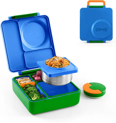 Miniatura 11 de OmieBox Caja de Bento para Niños - Lonchera Bento Aislada con Termo a Prueba de Fugas Aislado al Vacío - 3 Compartimentos, Dos Zonas de Temperatura