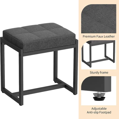 Miniatura 5 de Taburete de tocador, taburetes de silla de tocador para sala de maquillaje, taburete cuadrado de lino para tocador, otomanos pequeños acolchados
