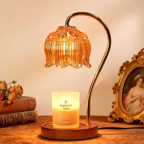 Miniatura 20 de Funistree Paquete de 2 lámparas calentadoras de velas de flores, lámpara de vela con temporizador, regalos de cumpleaños de Navidad para mujeres