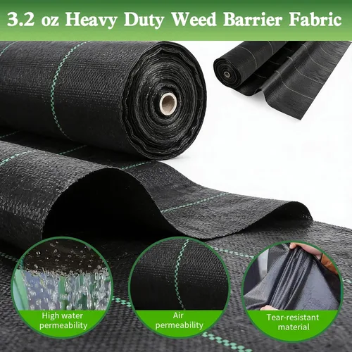 Miniatura 5 de Tela de barrera de control de malezas de 3.53 oz/yd², membrana de cubierta de suelo para jardinería de alta resistencia, para césped artificial