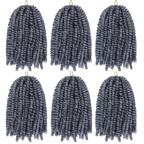 Miniatura 55 de Paquete de 2 cabello para trenzas en espiral de 8 pulgadas, cabello Spring Twist para rastas falsas, rastas de mariposa, cabello para trenzas, fibra