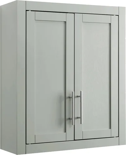 Crosley Furniture Savannah Armario de almacenamiento para baño montado en la pared con estantes para medicinas, Gris