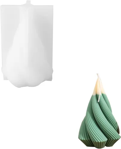 Boowan Nicole Moldes de silicona de vela espiral del árbol de Navidad para la fabricación de velas suministros para la decoración del hogar (LZ0610)
