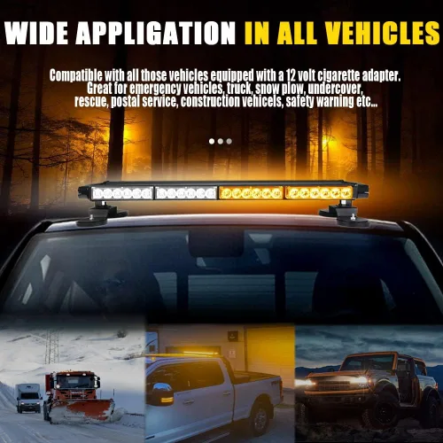 Miniatura 4 de 26" 54 LED 7 modo flash Asesor de tráfico de doble cara advertencia de emergencia seguridad vehículo techo superior barra de luz estroboscópica