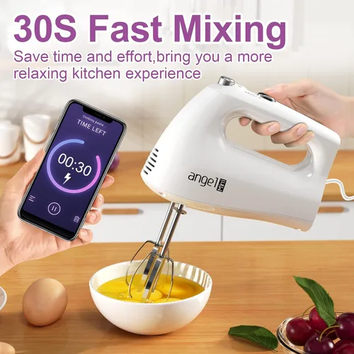 Miniatura 6 de Batidora de mano, batidora de mano portátil de cocina de 400 W con botón de expulsión, 5 velocidades y 5 accesorios de acero inoxidable, batidores