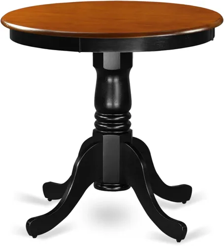 East West Furniture EMT-BCH-TP Eden Mesa de Comedor de Cocina - una Mesa Redonda de Madera Maciza con Superficie de Mesa y Base de Pedestal, 30 x 30