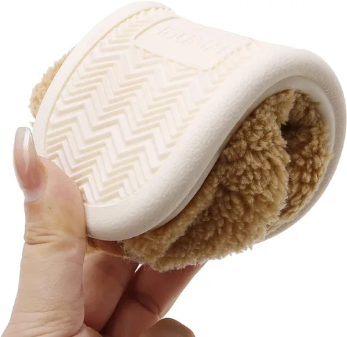 Miniatura 5 de RVROVIC Pantuflas cálidas de invierno para niños y niñas, pantuflas suaves de forro polar antideslizantes para niños pequeños zapatos