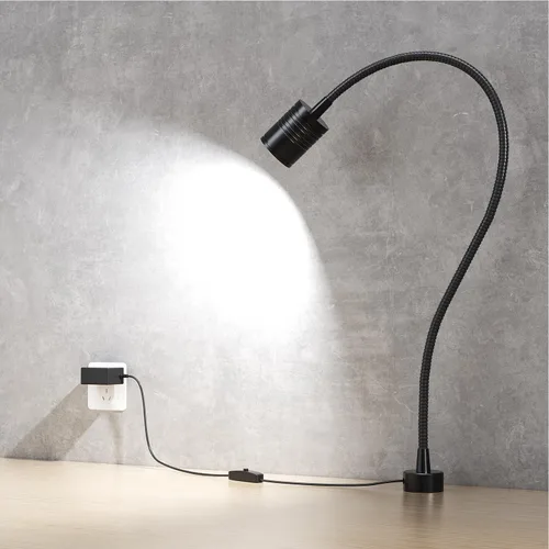 Miniatura 7 de Luz de trabajo magnética LED de 15.748 in Lámpara de cuello de cisne flexible 500 lúmenes 120 voltios para máquina de coser, torno de fresado