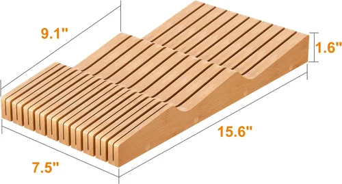 Miniatura 4 de Organizador de Cuchillos para Cajón - Organizador de Cuchillos de Cajón de Madera de Bambú - Bloque Organizador de Cuchillos Protector