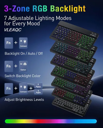 Miniatura 5 de Funda de teclado con mouse para Samsung Galaxy Tab A8 de 10.5 pulgadas 2022 (SM-X200/X205/X207), teclado ligero desmontable retroiluminado, funda