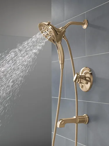 Miniatura 3 de Delta Faucet Tetra 17 Series - Juego de grifo dorado de doble función para bañera y ducha con cabezal de ducha 2 en 1 In2ition con rociador de mano