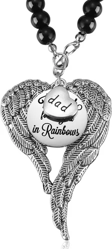 Miniatura 10 de Collar conmemorativo de alas de ángel, regalos conmemorativos para la pérdida de mamá/papá/abuela/abuelo/hijo/hija, adorno conmemorativo para espejo