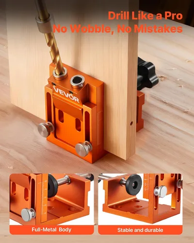 Miniatura 2 de VEVOR Kit de Plantilla de Agujero de Bolsillo, Ajustable de 0.47 a 1.89 pulgadas, Sistema de Plantilla para Agujeros de Bolsillo con Taladro