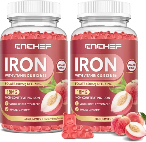 Miniatura 9 de Suplemento de hierro para mujeres y hombres, suplemento multivitamínico de hierro constructor de sangre con folato, vitamina C, B12, B6, zinc