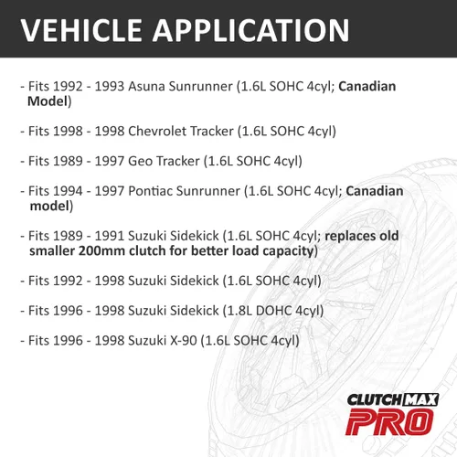 Miniatura 2 de PRO HD Kit de embrague OEM compatible con Geo 1989-1997 Tracker Asuna 1992-1993 Sunrunner Chevy 1998 Tracker Ponitac 1994-1997 Sunrunner Suzuki