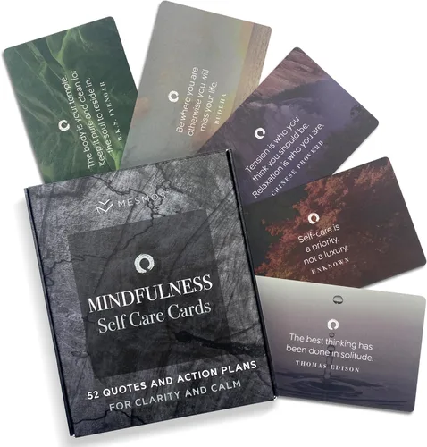 Miniatura 10 de MESMOS 52 tarjetas de atención plena con planes de acción. Regalos de relajación para aliviar el estrés para mujeres, tarjetas de afirmación