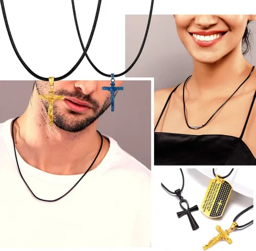 Miniatura 7 de U7 - Collar de cordón de cuero negro y marrón de 2mm 3mm con cierre de acero inoxidable personalizable, cadena de cuerda de cera tejida