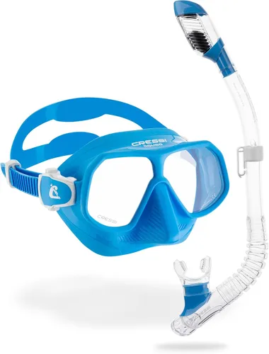 Cressi Kit de snorkel para niños (máscara y esnórquel) para niños de 6 a 10 años - Rombo & Mini Dry: Diseñado en Italia
