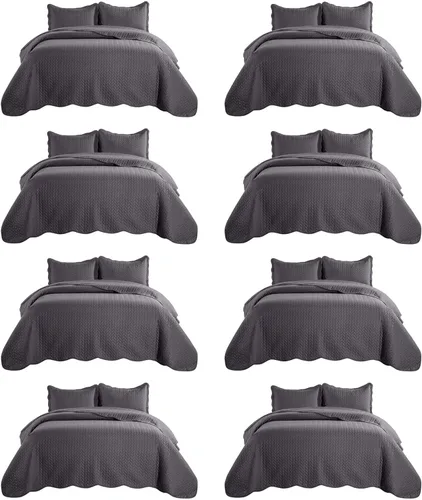Miniatura 55 de IR Imperial Rooms Velvet Twin Quilt Bedspread Comforter Bedding Set 2 Pcs Diamond Pattern - (68"x86") Bedspread Coverlet + 1 Pillow Shams
