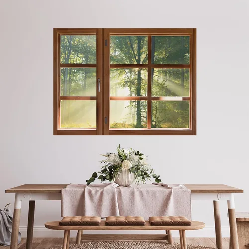 Miniatura 30 de SIGNWIN Adhesivo de pared removible/mural de pared para ventana, vegetación exuberante y árboles iluminados por el sol, fotografía, realismo