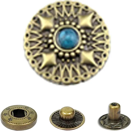 Miniatura 6 de Juego de 10 botones a presión de cuero de 0.67 pulgadas (0.669 in), cierre de presión de bronce para broches de cuero y kit de cierres, broches